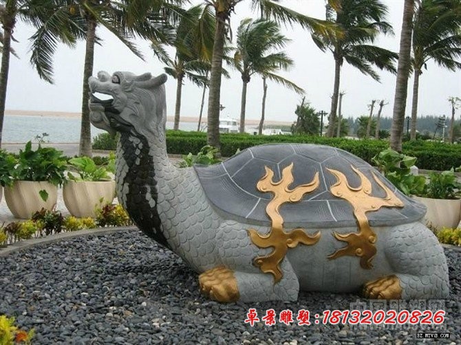 石头龙龟雕塑，石雕龙龟