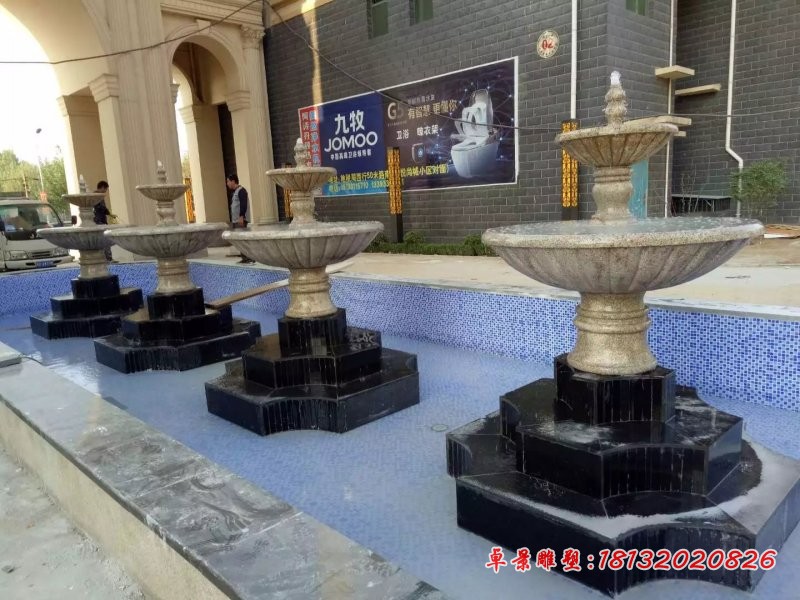 石头喷水盆，石雕跌水盆