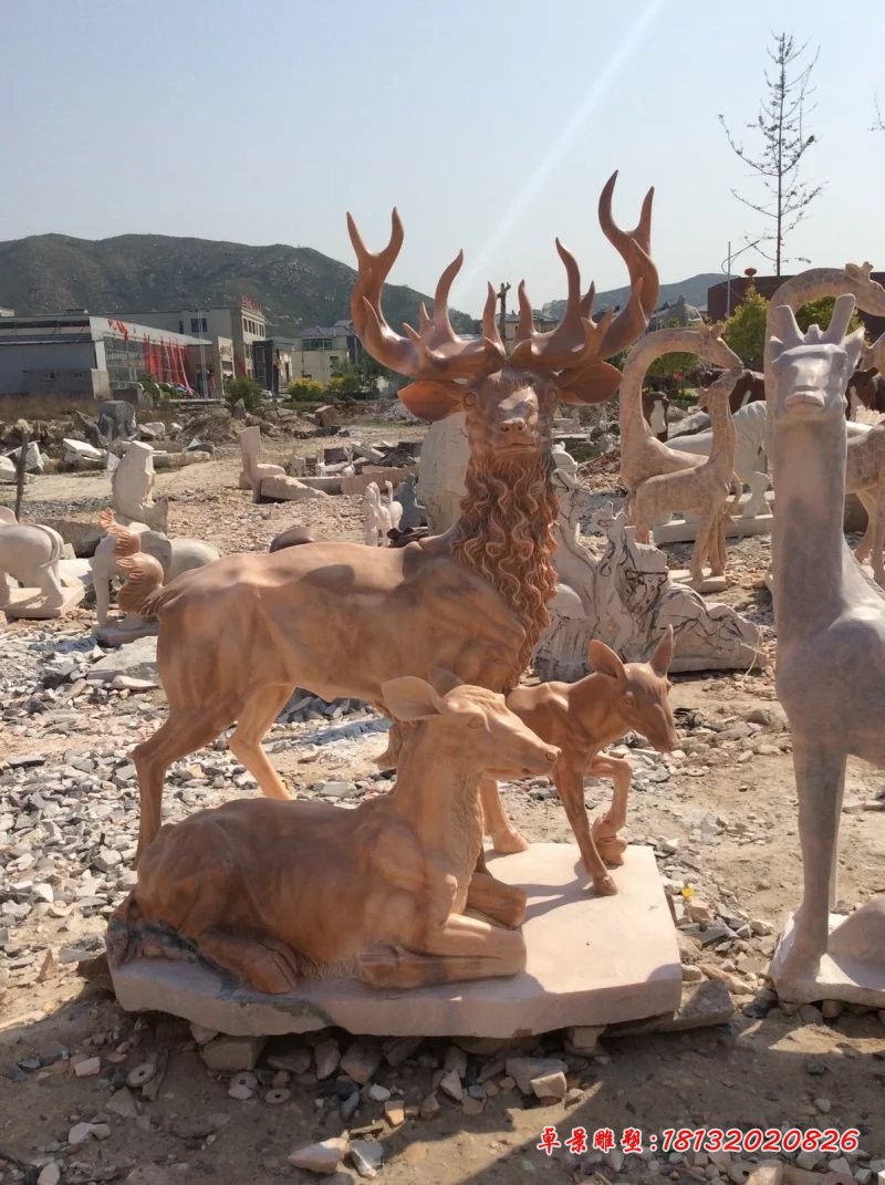 石头小鹿雕塑石雕鹿雕塑