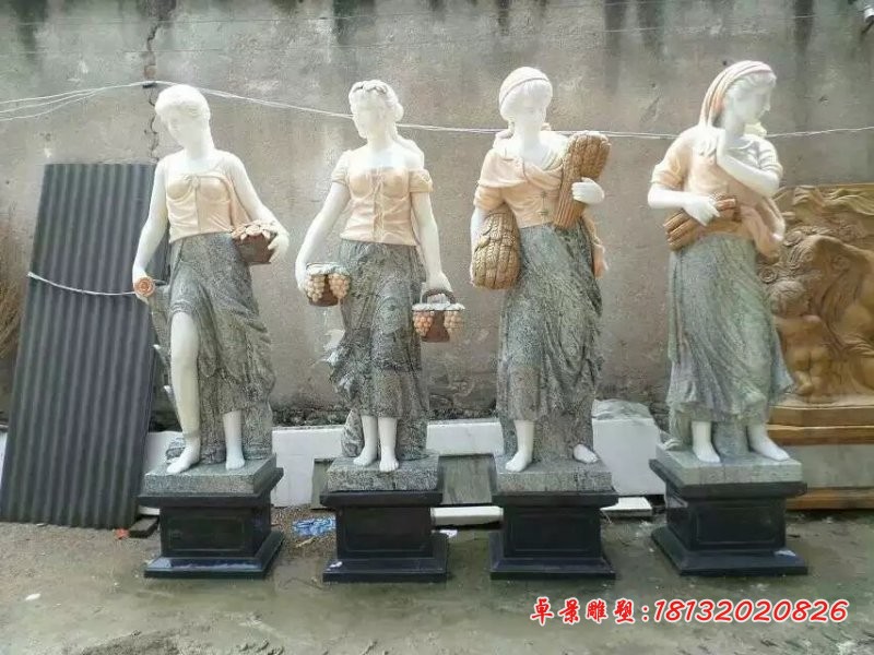 四季神石雕，四美女石雕