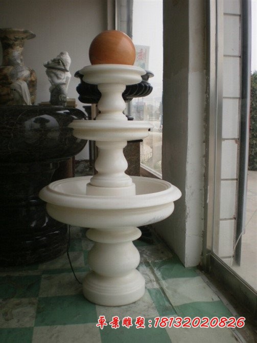 晚霞红风水球，小型室内风水球石雕 