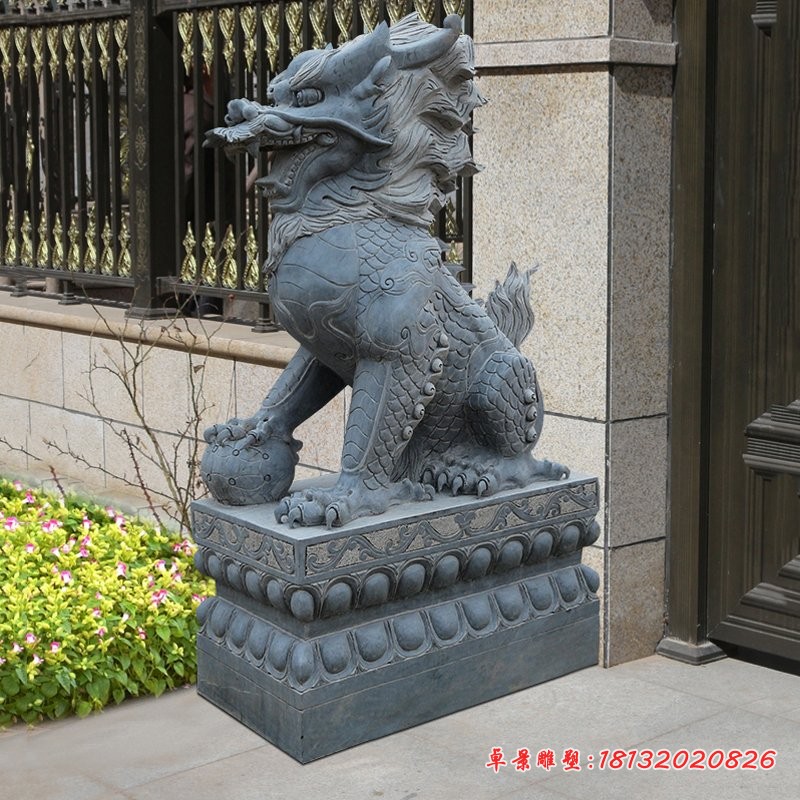 大理石麒麟石雕 (2)