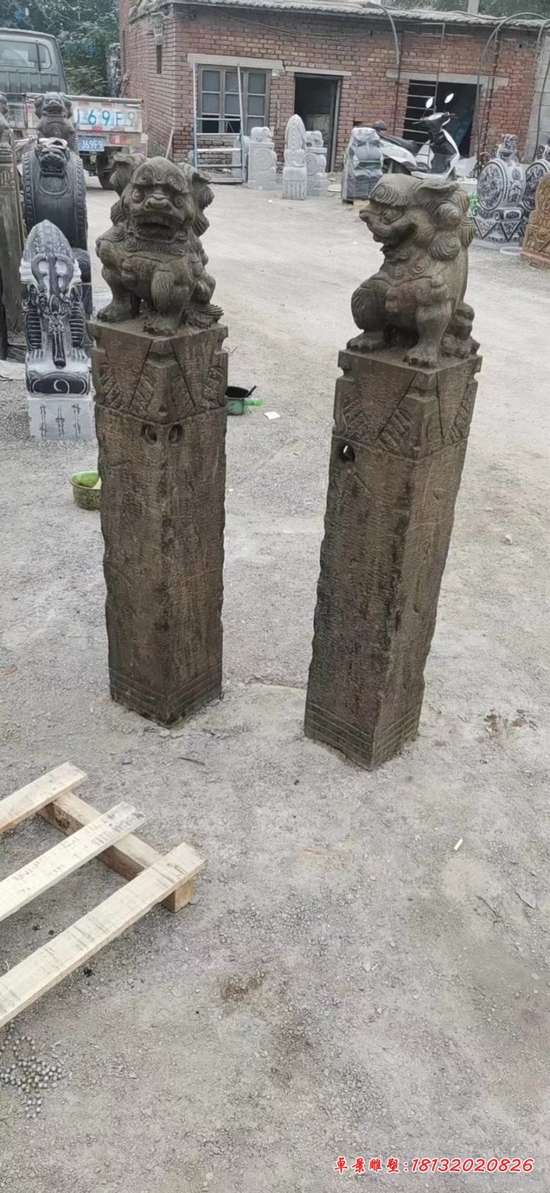 大理石狮子拴马桩石雕