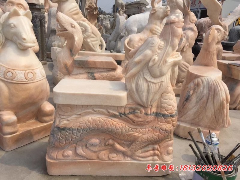 大理石十二生肖龙座椅石雕