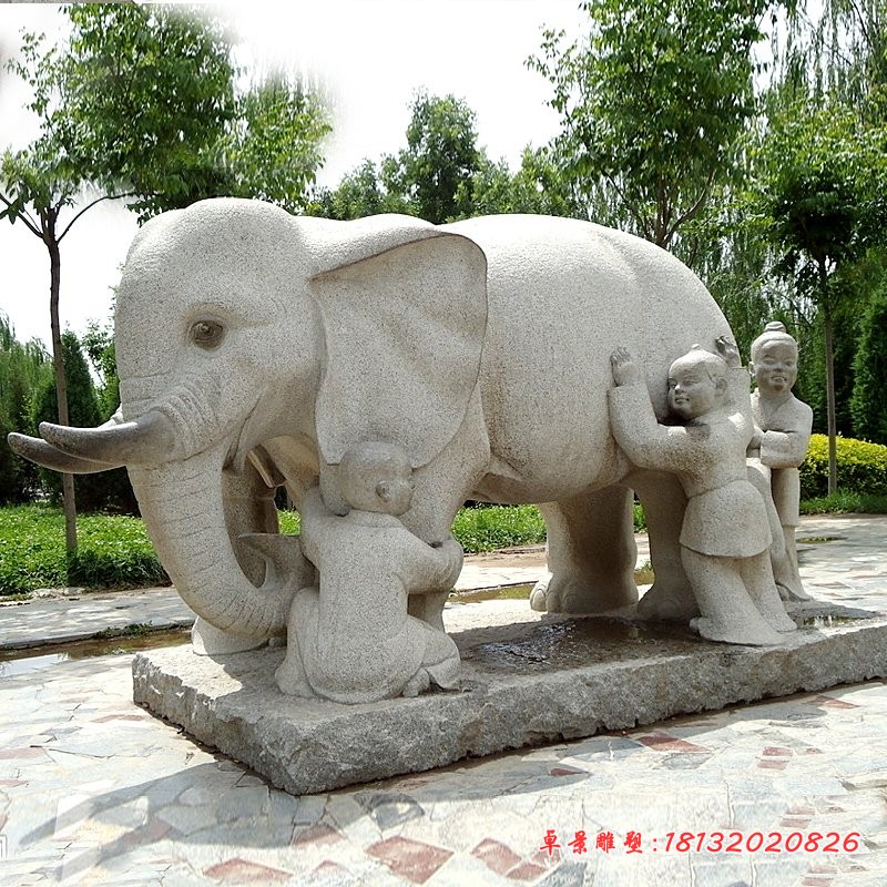 公园大象石雕