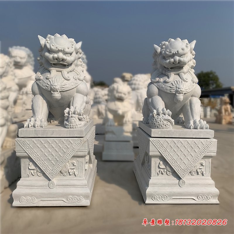 汉白玉2米高门口石狮子