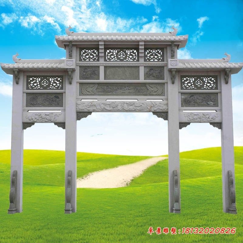 花岗岩牌坊石雕 