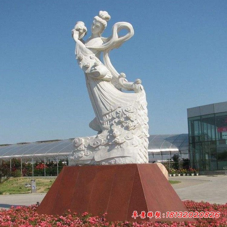 景区汉白玉天女散花石雕