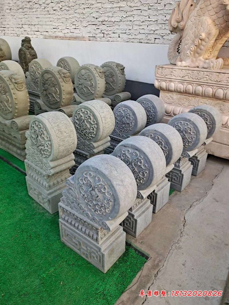 酒店门口大理石抱鼓石雕塑