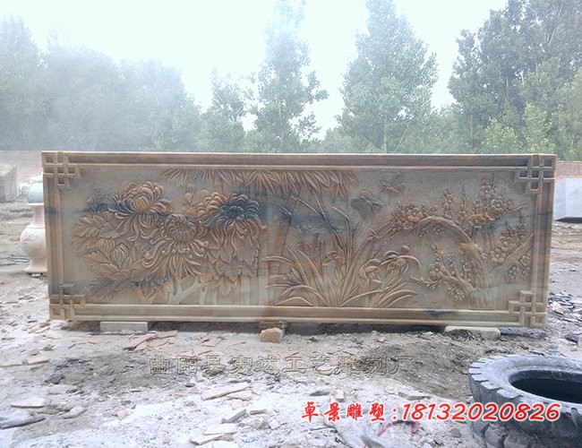 梅兰竹菊石浮雕 景观石浮雕