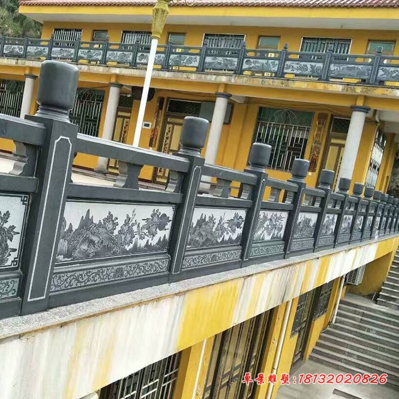 牡丹花浮雕石栏杆