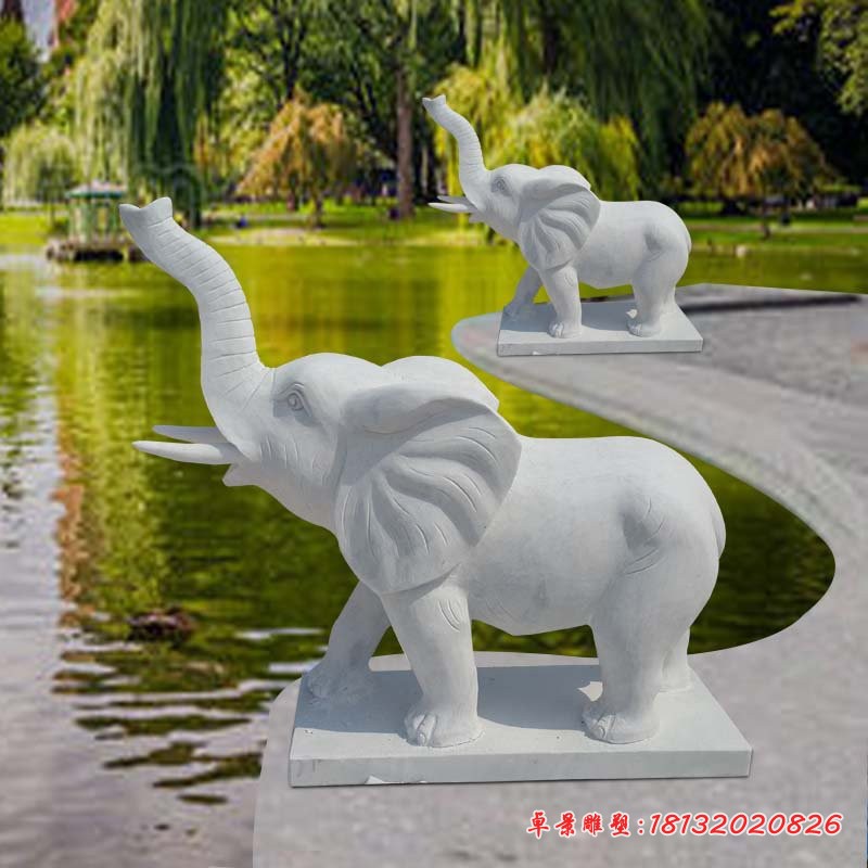 喷水大象石雕
