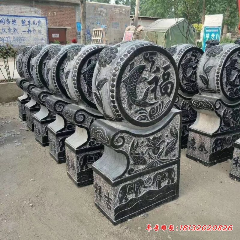 青石抱鼓石石雕