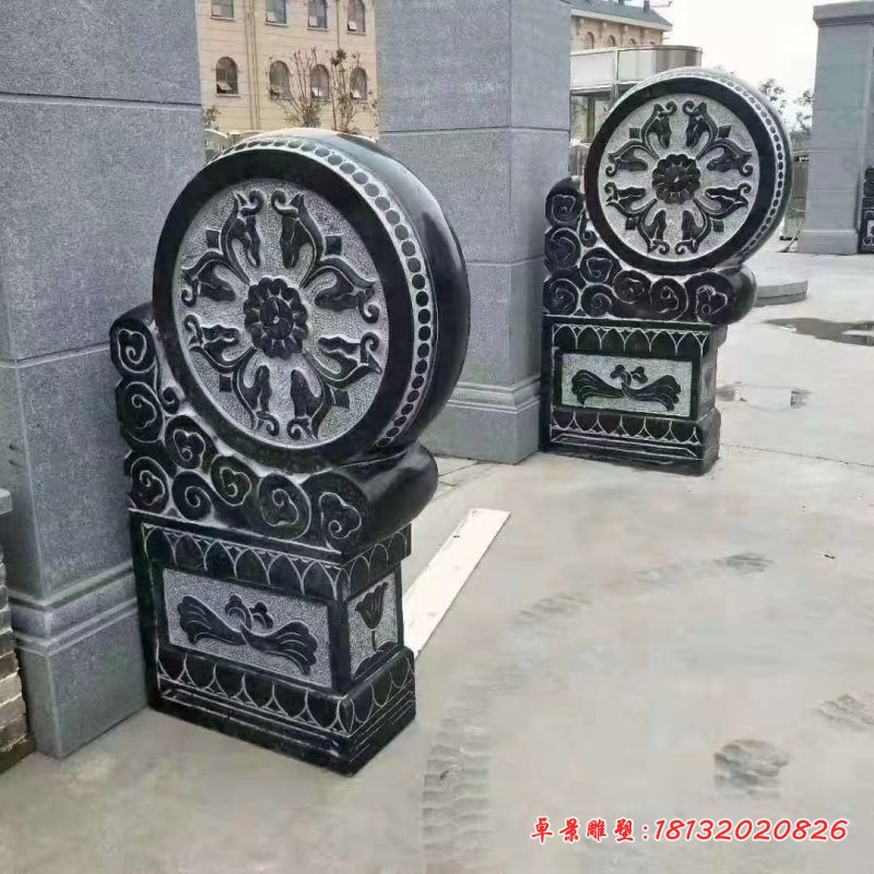 青石莲花抱鼓石雕塑