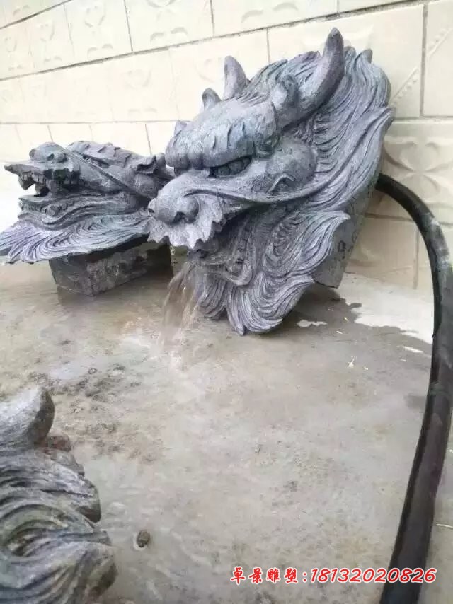 青石喷水龙头石雕