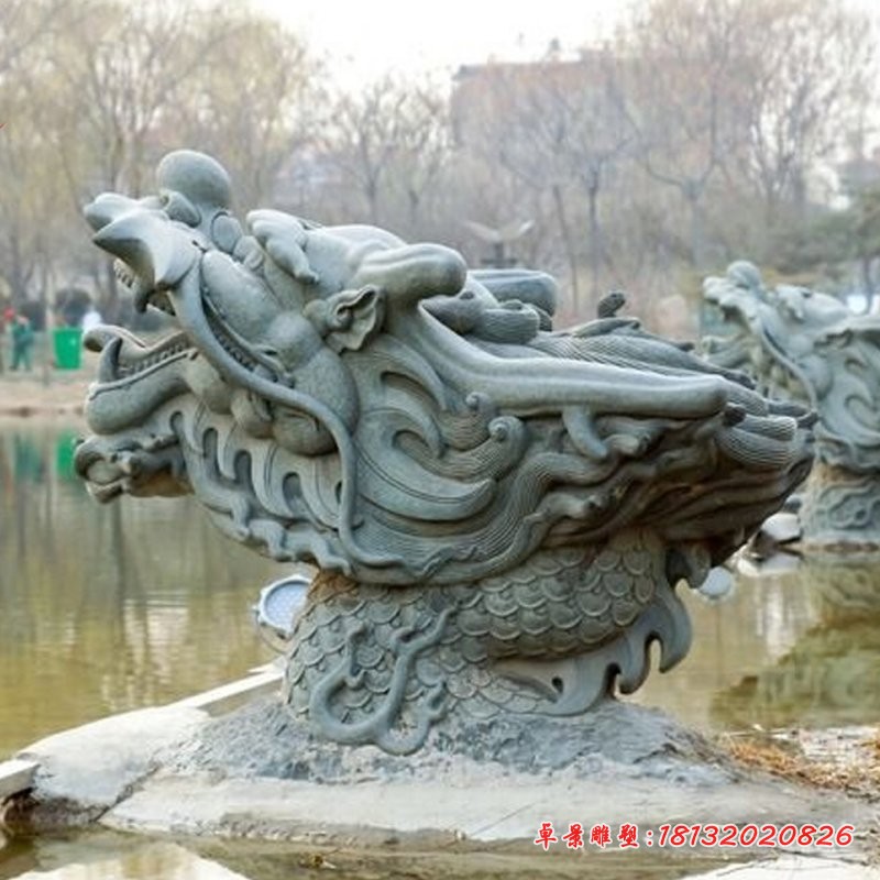 青石喷水龙头石雕 