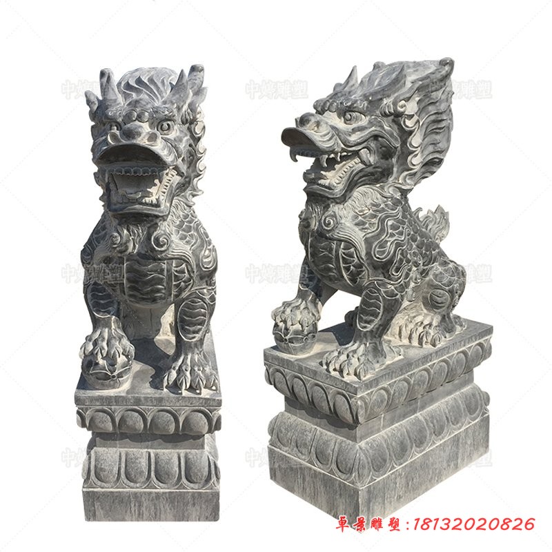 青石麒麟石雕 (2)