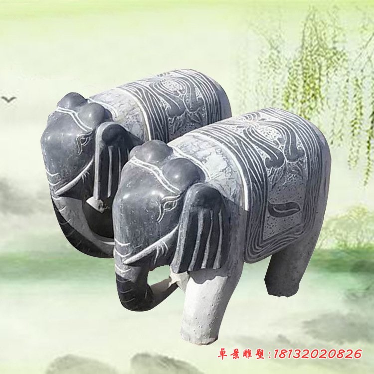 青石小象石雕 (7)