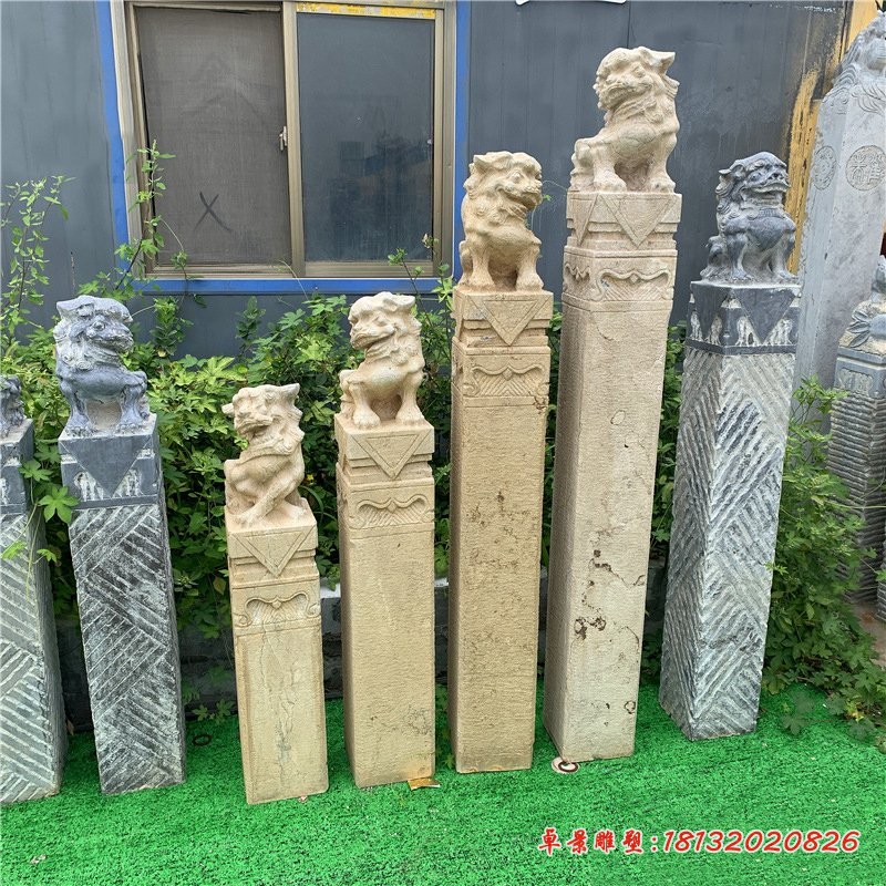狮子柱子石雕