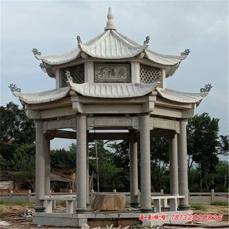 石雕八角凉亭 