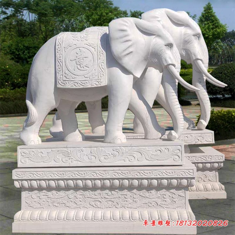 石雕大象动物园林雕塑
