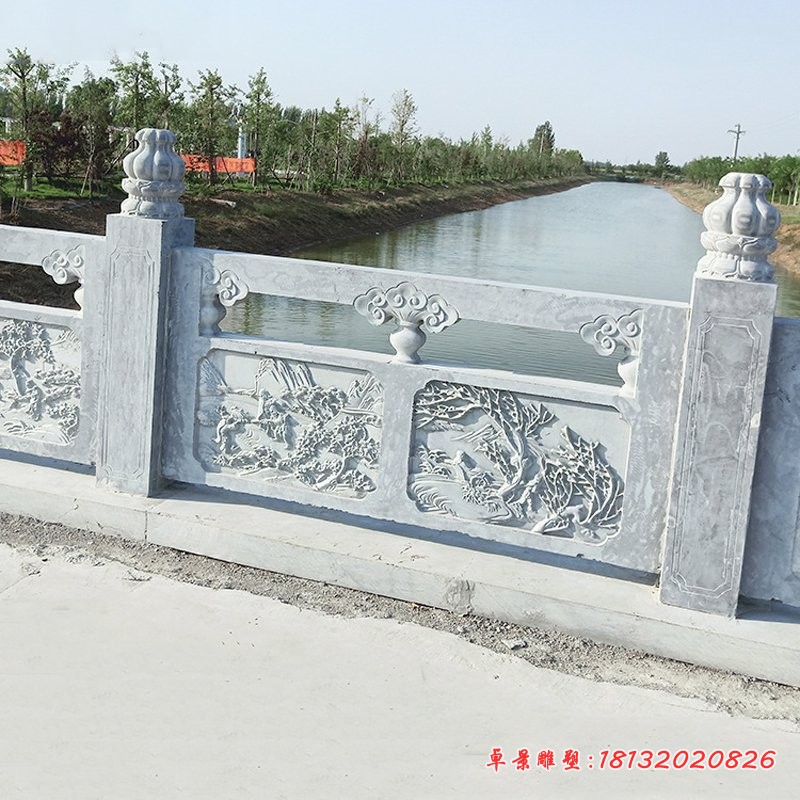 石雕栏板柱子花草