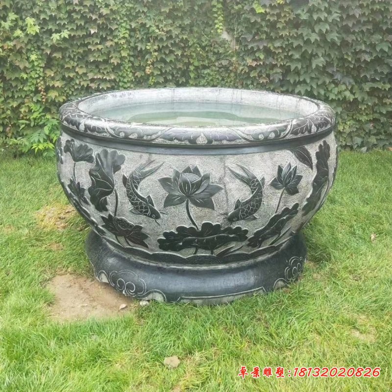 庭院大理石荷花鱼缸石雕