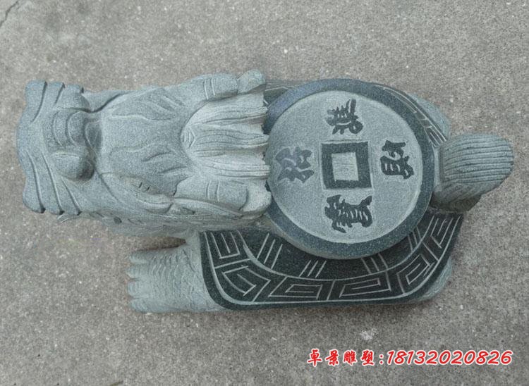 背着铜钱的龙龟石雕，青石龙龟 (2)