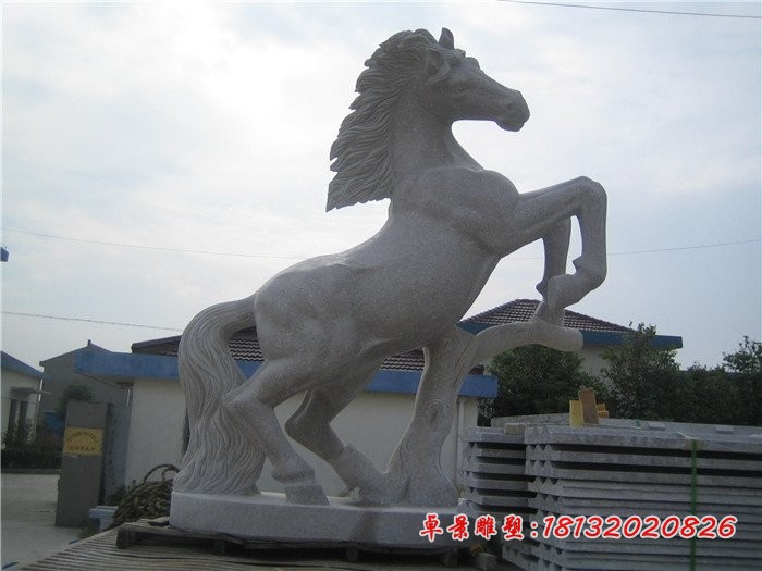 奔马石雕，大理石动物雕塑