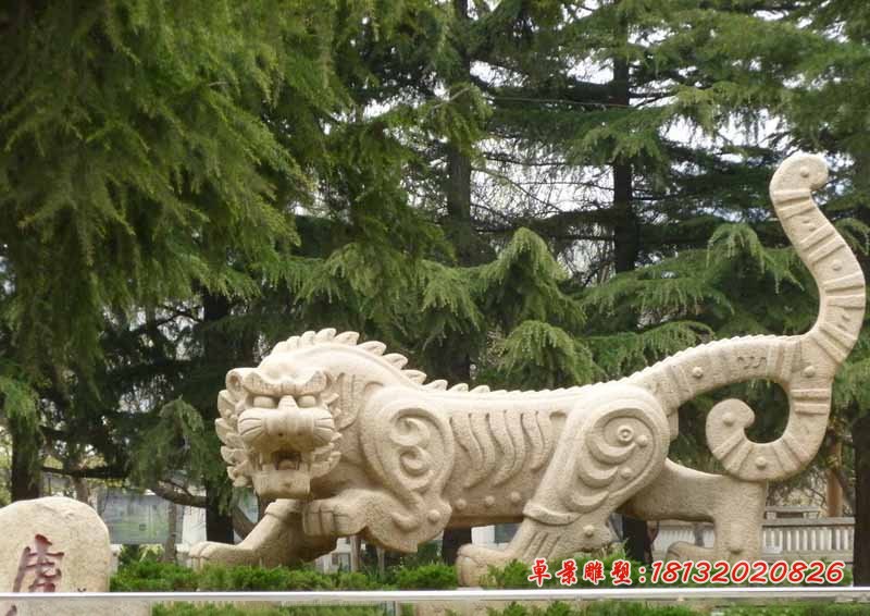 抽象老虎石雕，公园动物石雕