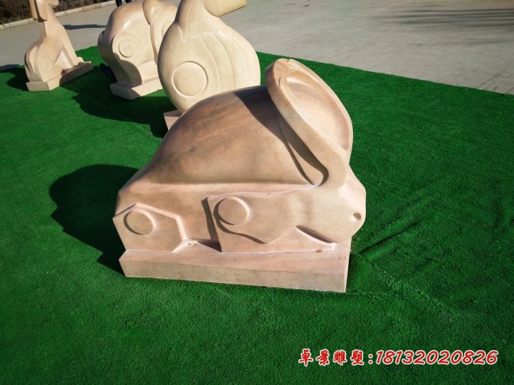 抽象十二生肖，动物石雕 (2)