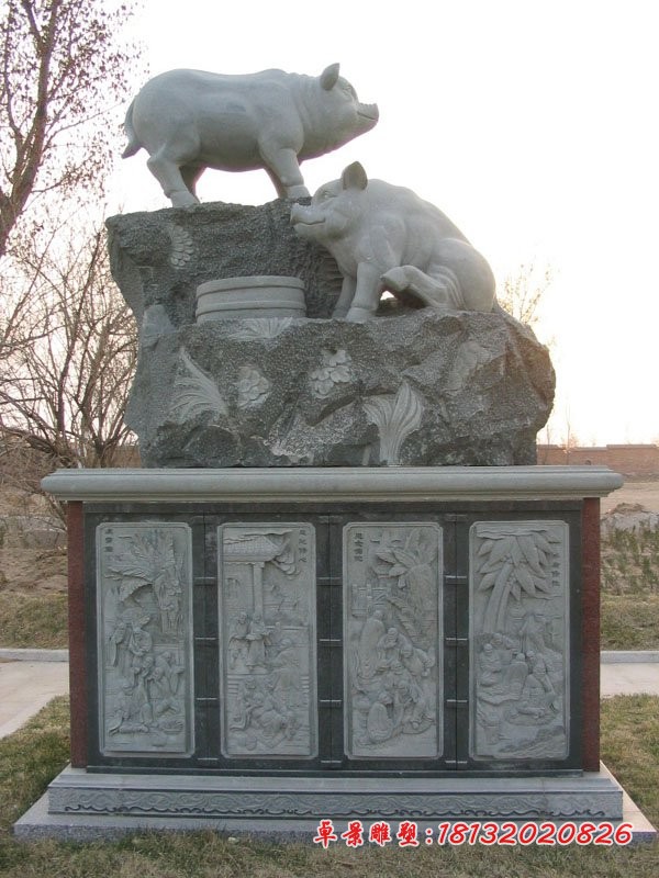 大理石十二生肖，公园动物石雕 (11)