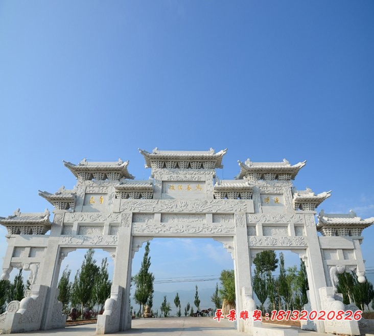 大型石牌坊，道路牌坊石雕