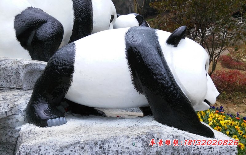大熊猫石雕，公园动物石雕 (2)