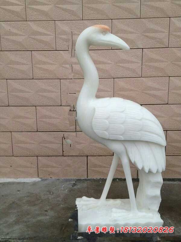 丹顶鹤石雕，汉白玉仙鹤 