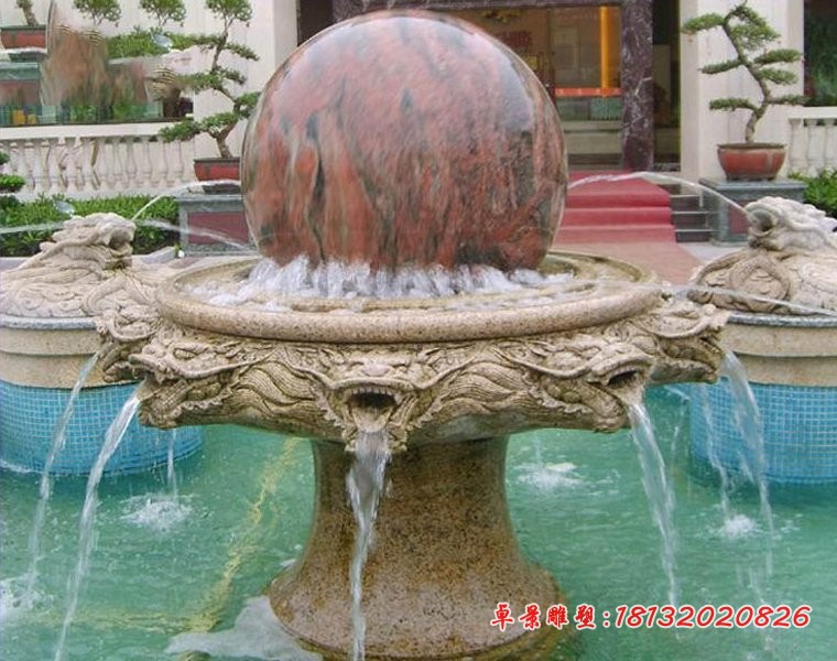 风水球喷泉石雕，小区景观石雕