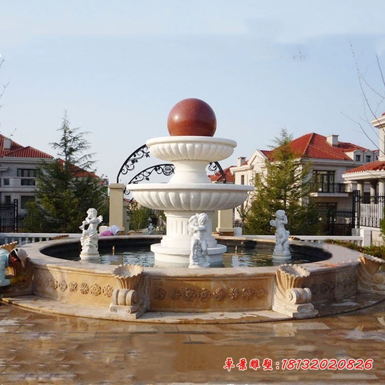 风水球喷泉，小区景观石雕