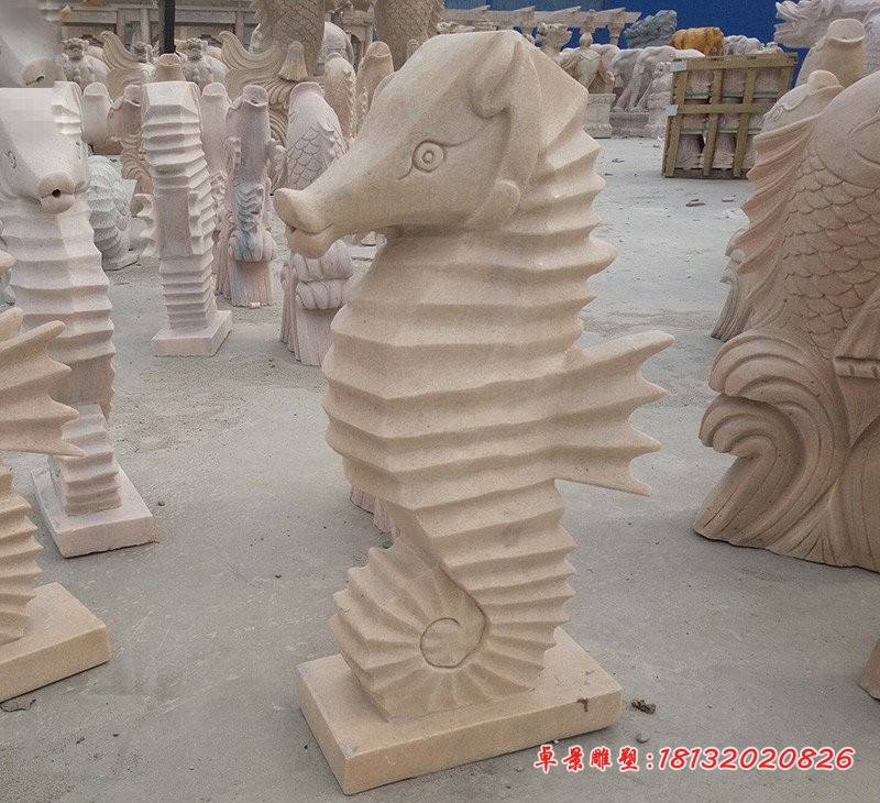 海马石雕，喷水海马石雕