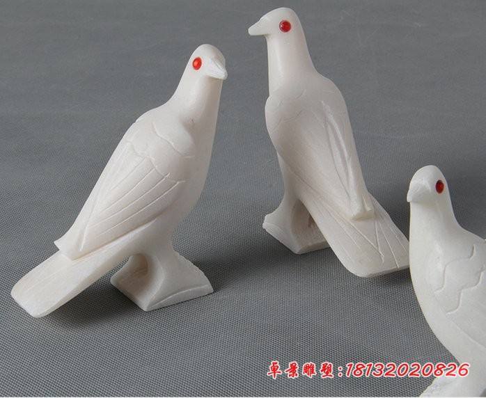 汉白玉鸽子石雕，小动物石雕 