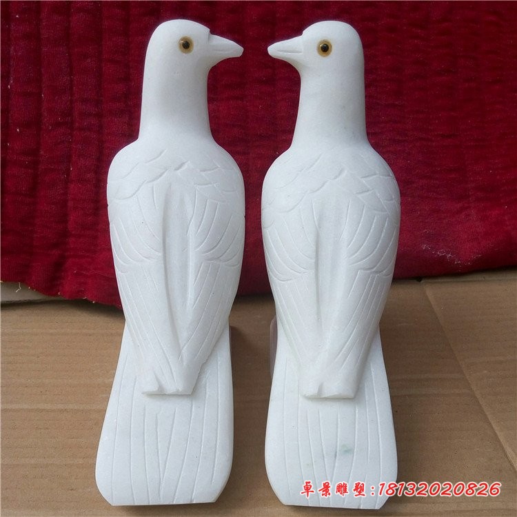 汉白玉鸽子石雕，小动物石雕