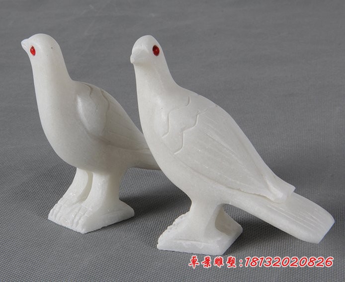 汉白玉鸽子石雕，小动物石雕 