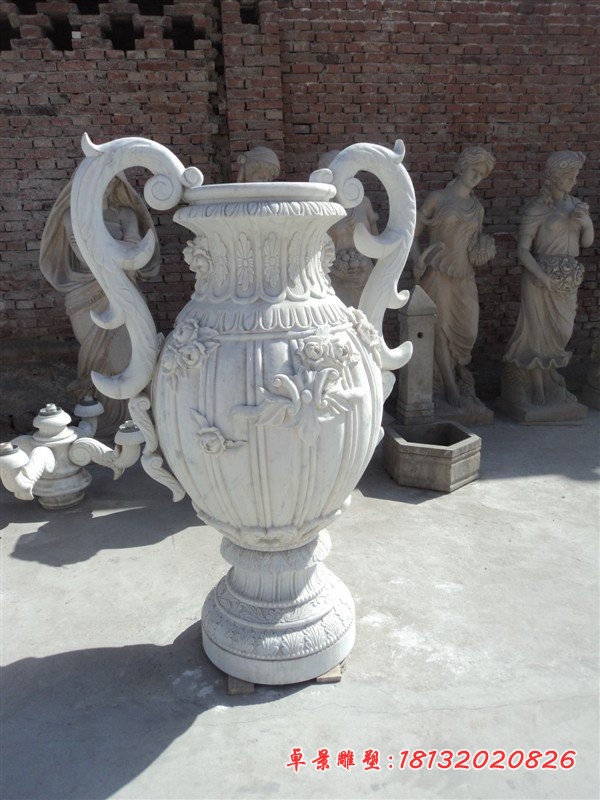 汉白玉花瓶雕塑，公园景观石雕