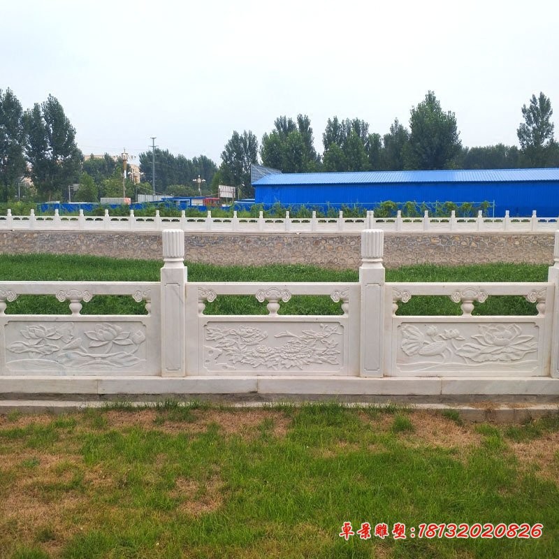 汉白玉栏板，公园栏板石雕