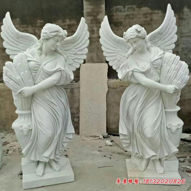 汉白玉人物雕塑，石雕西方天使