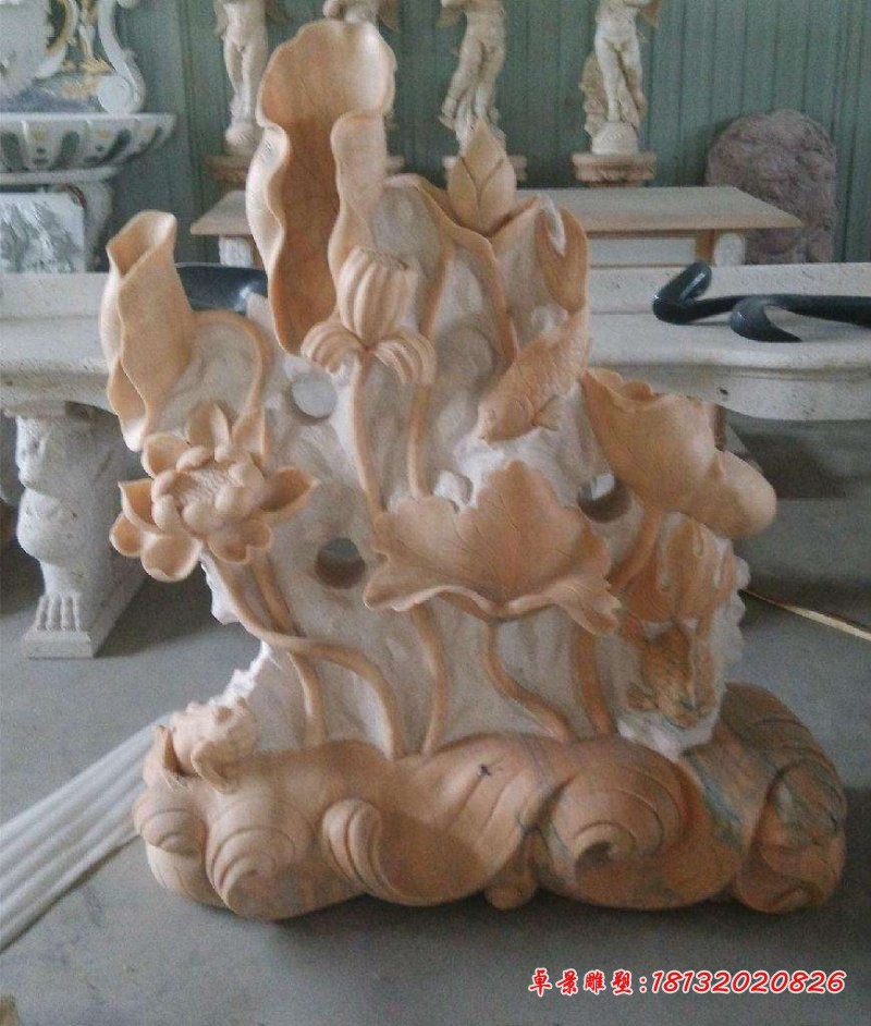 荷花石雕，景观石雕