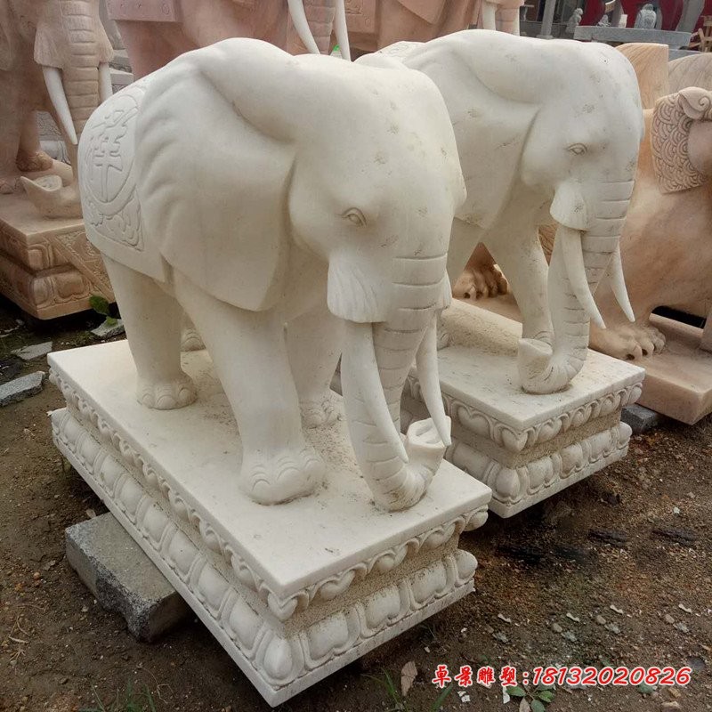 吉祥如意大象，石雕大象 (1)