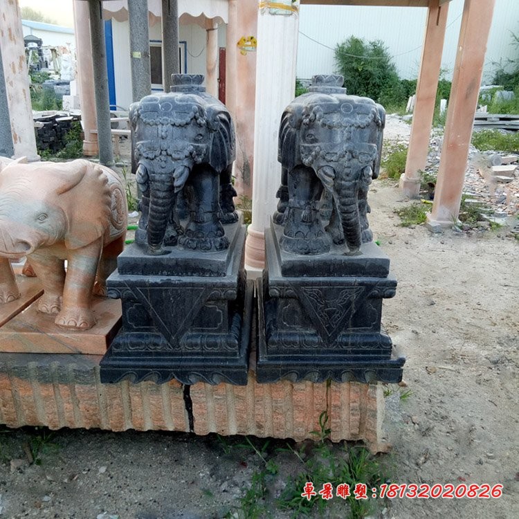 吉祥如意象石雕，青石动物雕塑 (2)