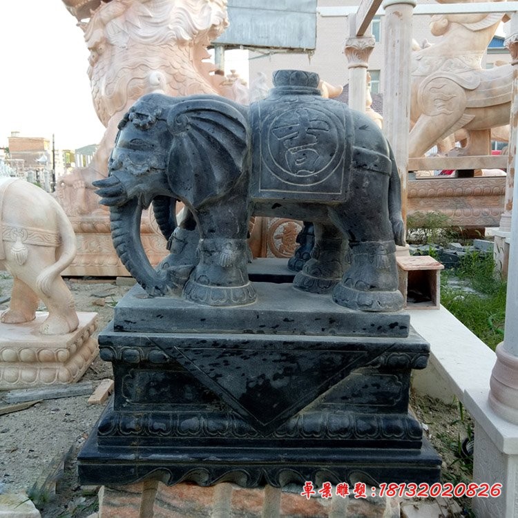 吉祥如意象石雕，青石动物雕塑 (1)