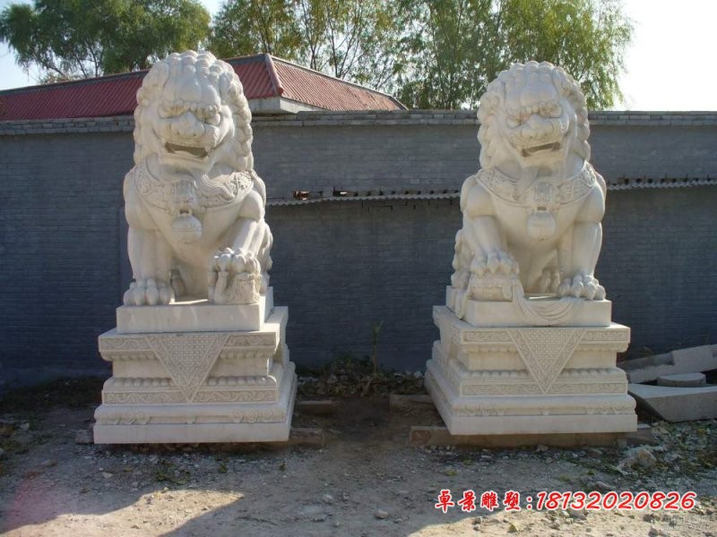 看门狮子雕塑，石雕一对狮子