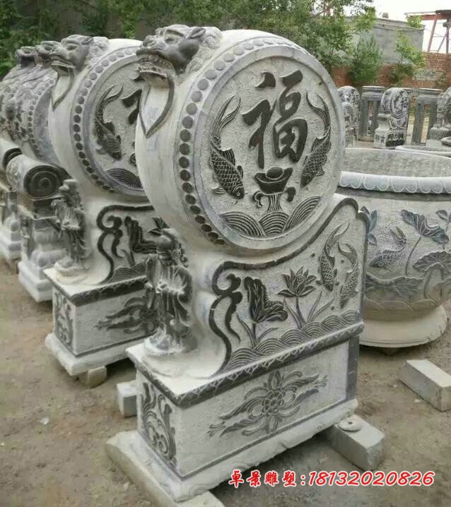 门枕石石雕，青石仿古门墩